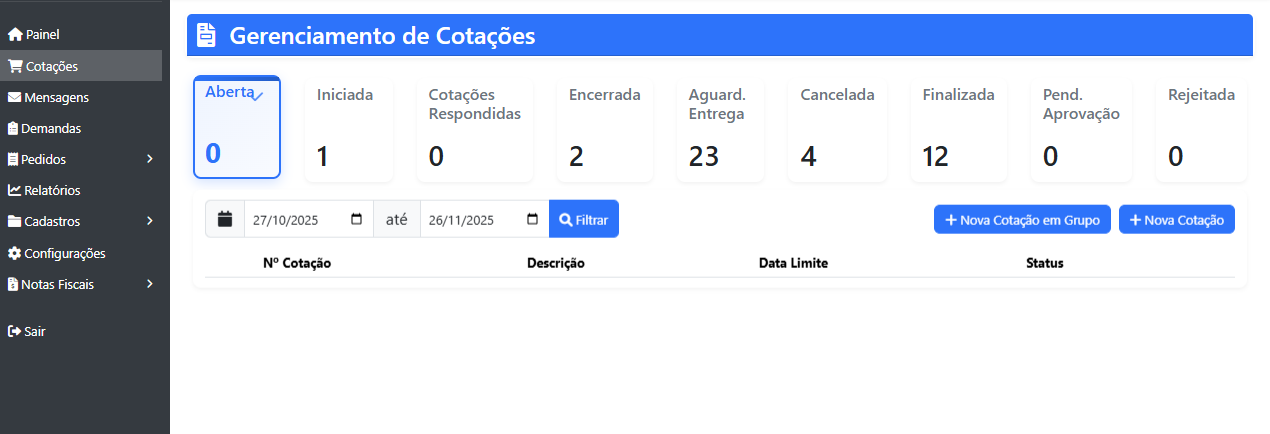Sistema de Cotações